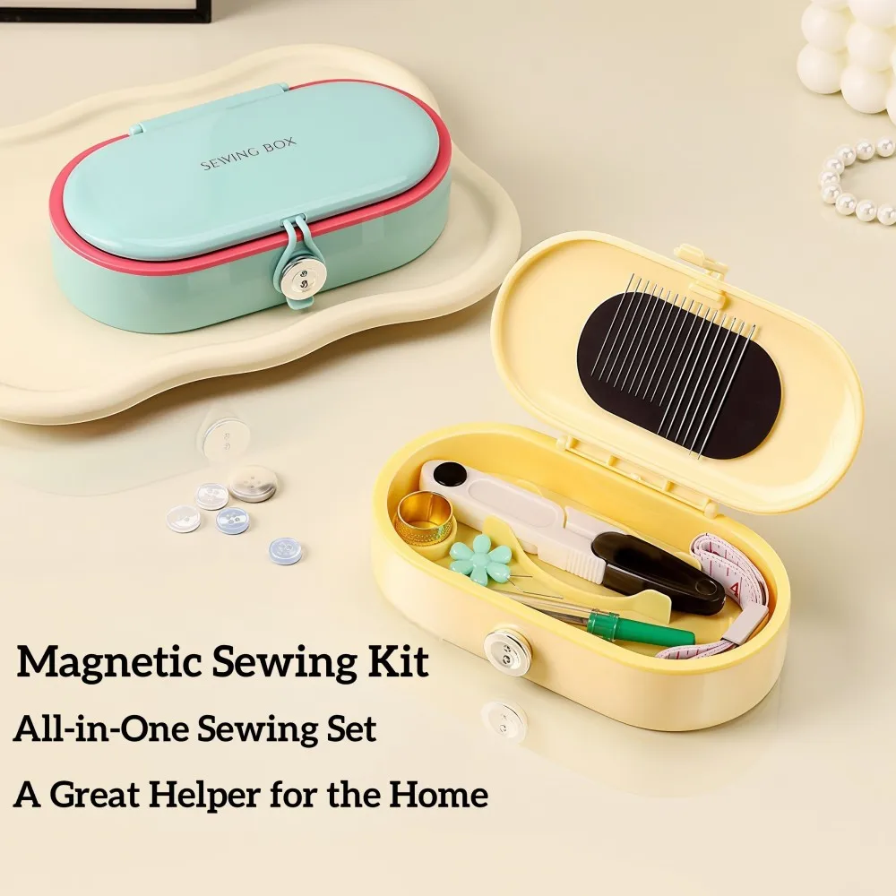 Multifunctional Sewing Kit with Magnetic Storage Box Thread Remover Sewing Tools Position locked Portable Home Mending Tool