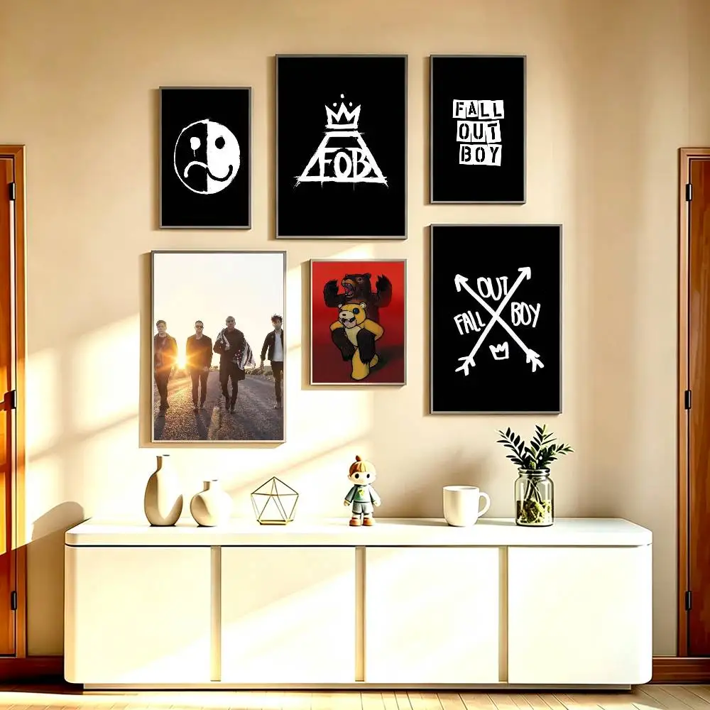 Popular Punk Fall Out Boy  Poster Waterproof Wall Art Sticker For Bar Living Room Vintage Decor High Quality Print Gift