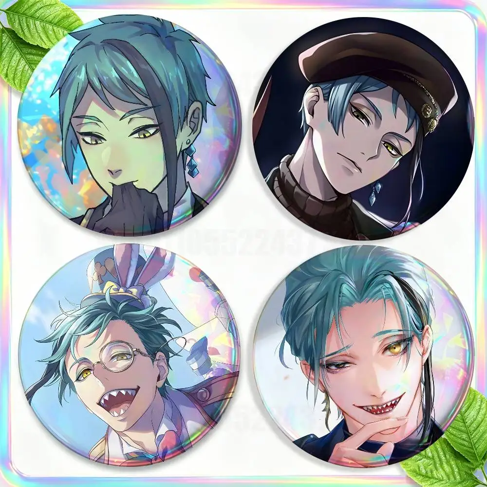 

TWST Game Jade Leech Brooches for Backpack Accessories 25,32,44,58,75mm Round Enamel Pins 2-piece set Cartoon Anime Badge