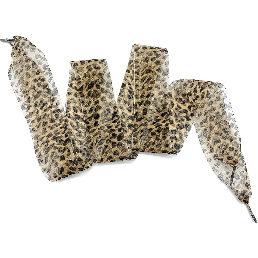 "N/A" موضة ليوبارد أربطة أحذية شريط من الساتان الناعم للأحذية الكاجوال Shoestring للنساء الفتيات 4 سنتيمتر واسعة 1 P