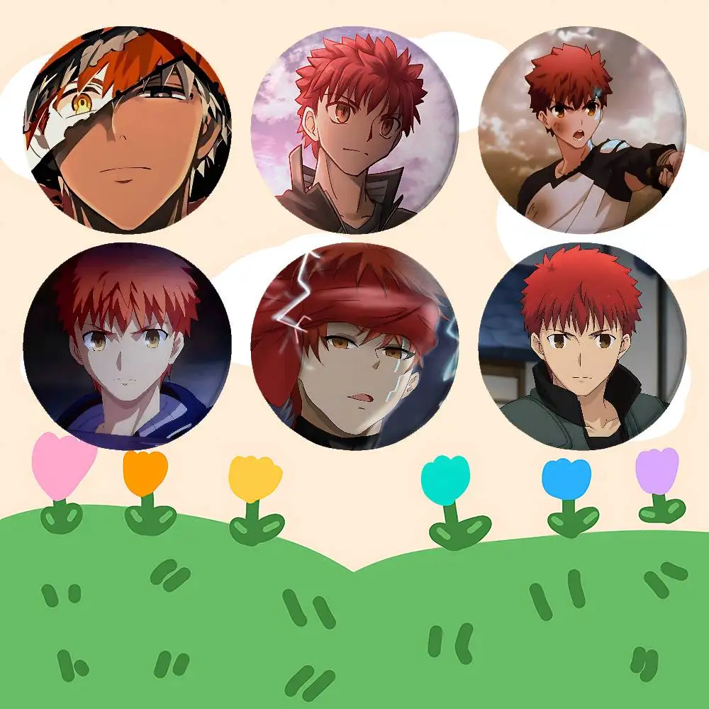 Anime Shirou Emiya Badges Peripheral Lapel Pins Tinplate Round Brooch For Shoulder Bag Accessories Souvenir Gifts