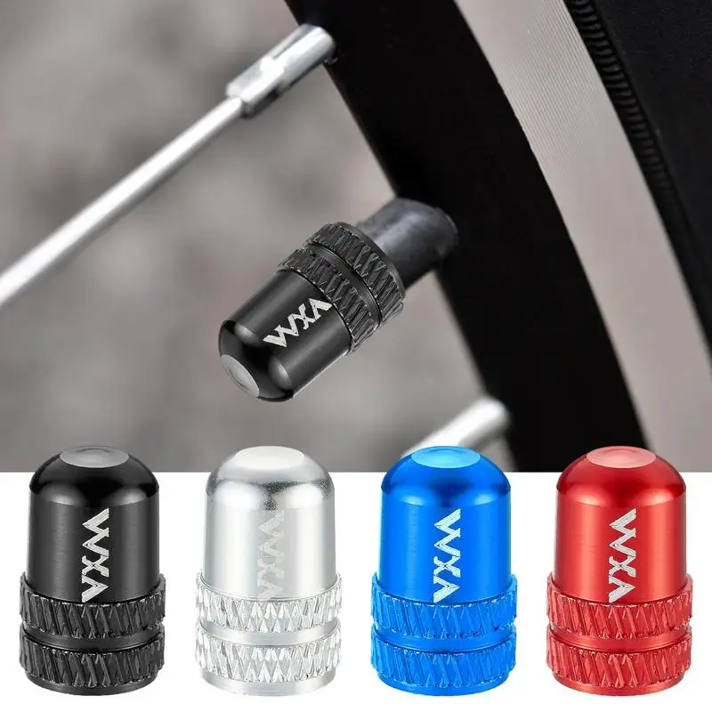 Bicycle Valve Caps 4 Pcs Aluminum Alloy Bike Tire Caps Dustproof Bike Tire American Valve Stem Cover For Mtb Mountain Road Bikes