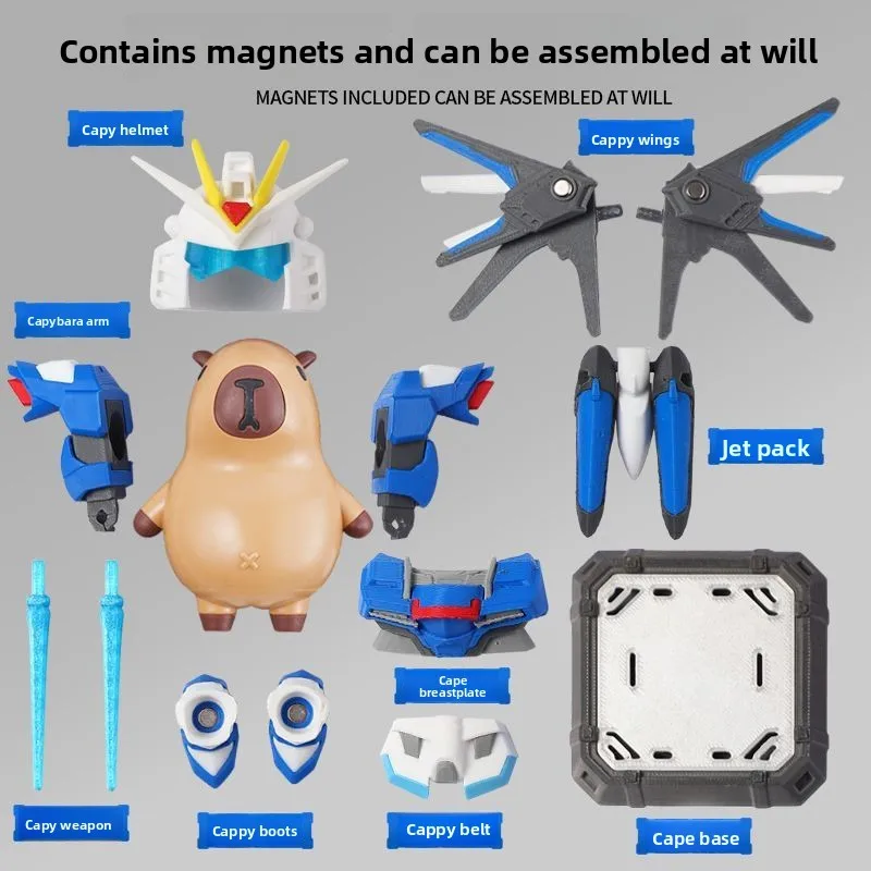 

Cute Mecha Capybara Magnetic Figure, 3D Printed Steel Mecha Style Fidget Toy Desktop Ornament Gift for Kids Adults