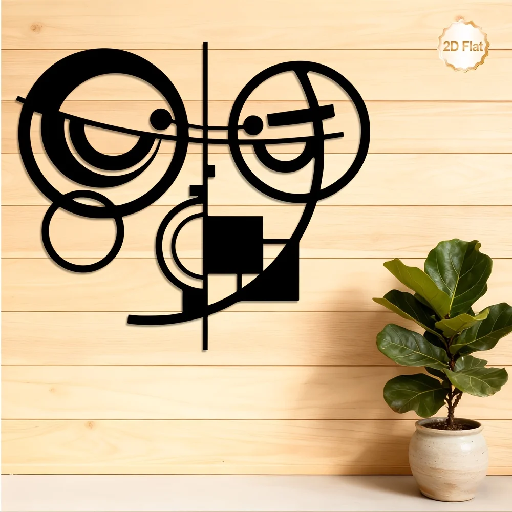 CIFBUY Iron Wall Art Abstract Split Face Metal Wall Sculpture 2D Flat Decor for Living Room Bedroom Office Indoor Outdoor Home