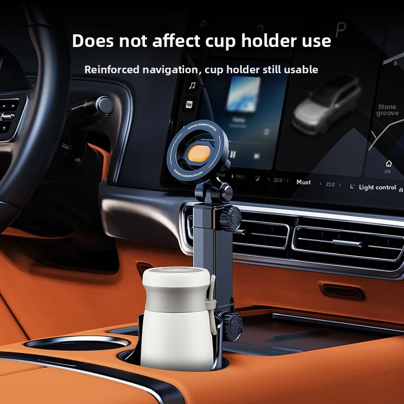2-in-1 Car Cup Holder Phone Mount 360° Adjustable Magnetic Grip Clip Bracket Car Phone Expander Holder Accessories