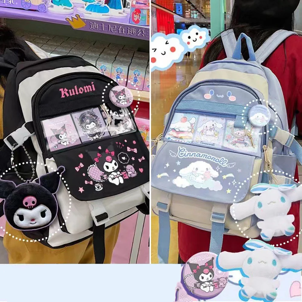 Cinnamorol Kuromi Anime School Bags Sanrio Cartoon Backpacks High School College Students\' Schoolbags Handbags Satchel for Girls