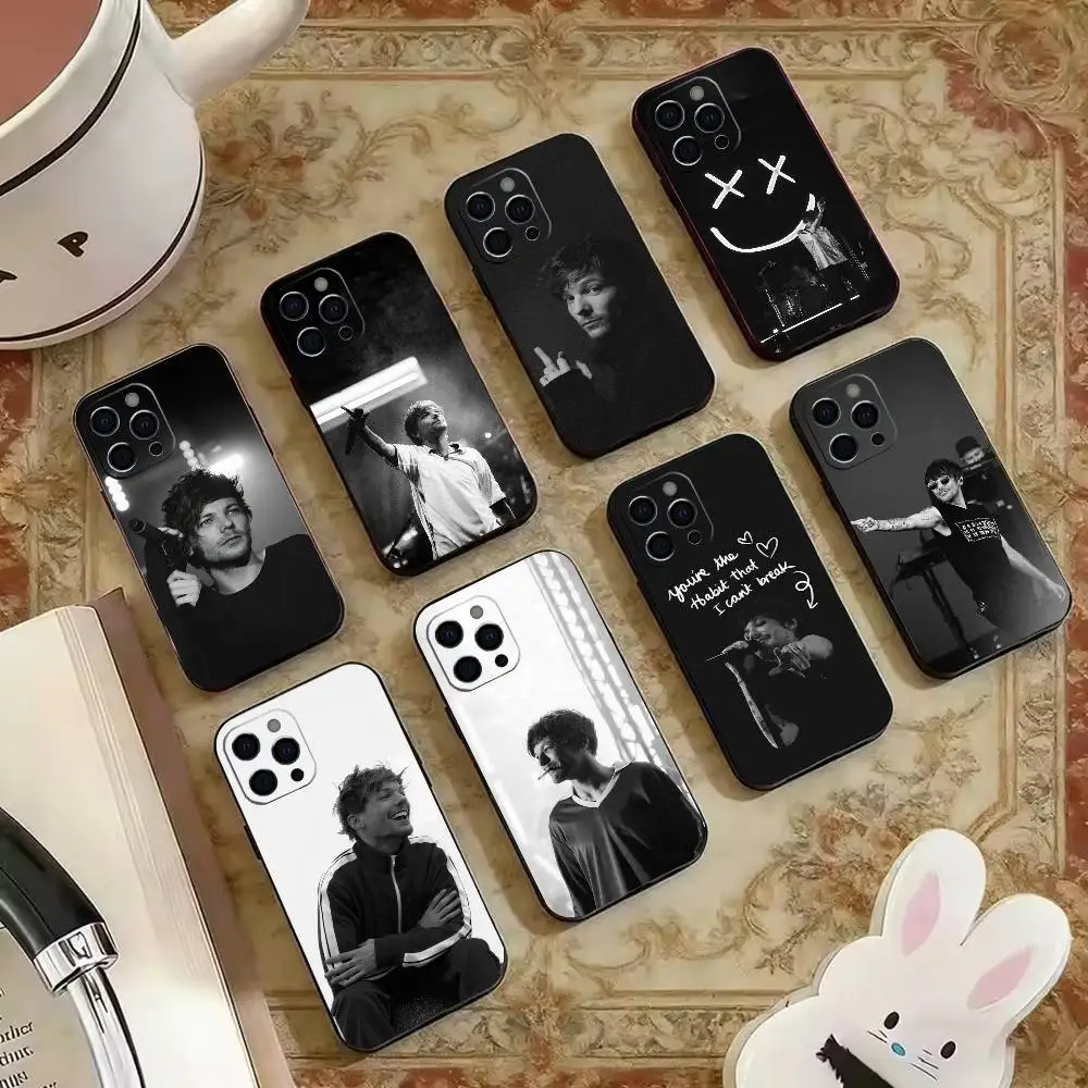 Funda de Silicona Negra Suave con Diseño de Louis Tomlinson, Cantante y Autor de Canciones, para iPhone 16, 17, 14, 13, 12, 11 Plus, Pro Max, XS