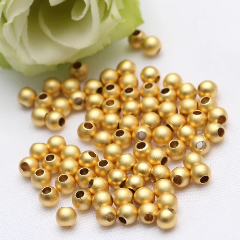 100 pcs 18k Gold Plated Sand gold Spacer Beads Bracelet Necklace  DIY Jewelry Making Accessories 2.5 3 4 5 6mm
