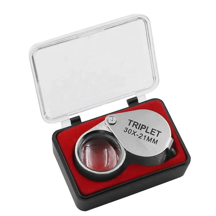 Metal Jewelry Magnifying Glass Jewelers Eye Tool Jewellery Folding Loupe Glass Lens Magnifying Triplet Glass Jewelry Diamond