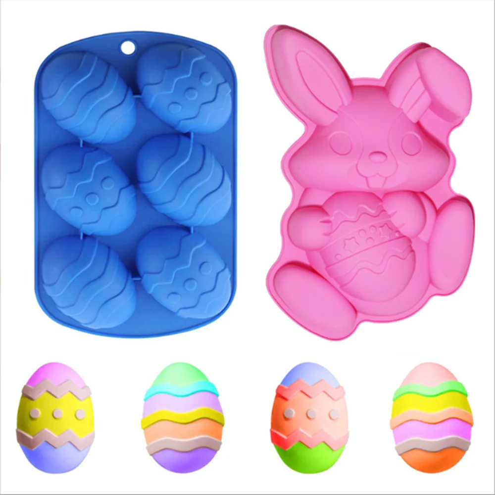 

3D Easter Silicone Mold Rabbit Colored Egg Chocolate Cake Decoration DIY Mousse Toast Baking Tools Biscuit Mold Easter Decor