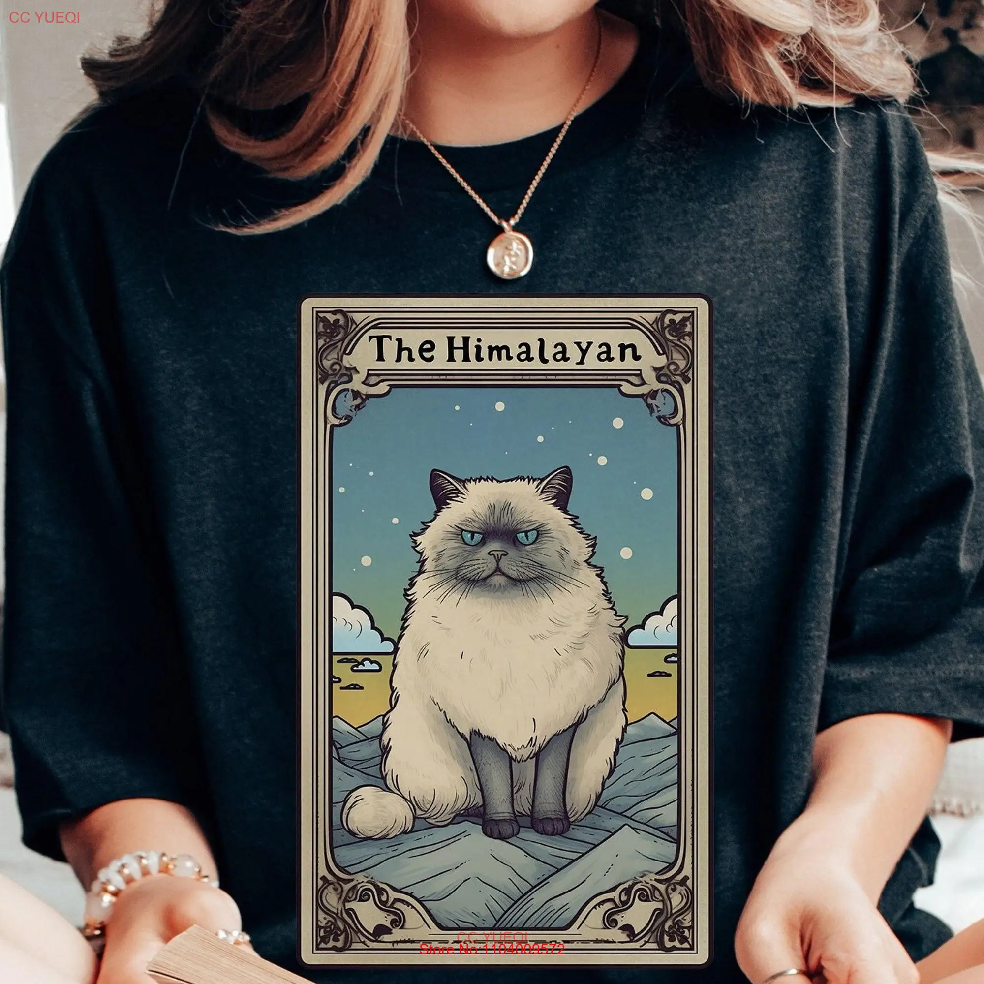 Himalayan CaT T Shirt TaroT Women Card Mom  long or short sleeves