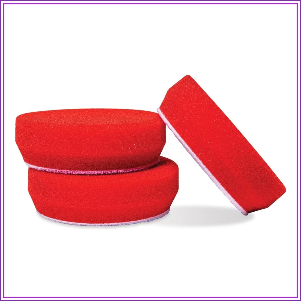 

3" Red Foam Waxing Pads for Car Detailing, Polishing and Buffing, Set of 3