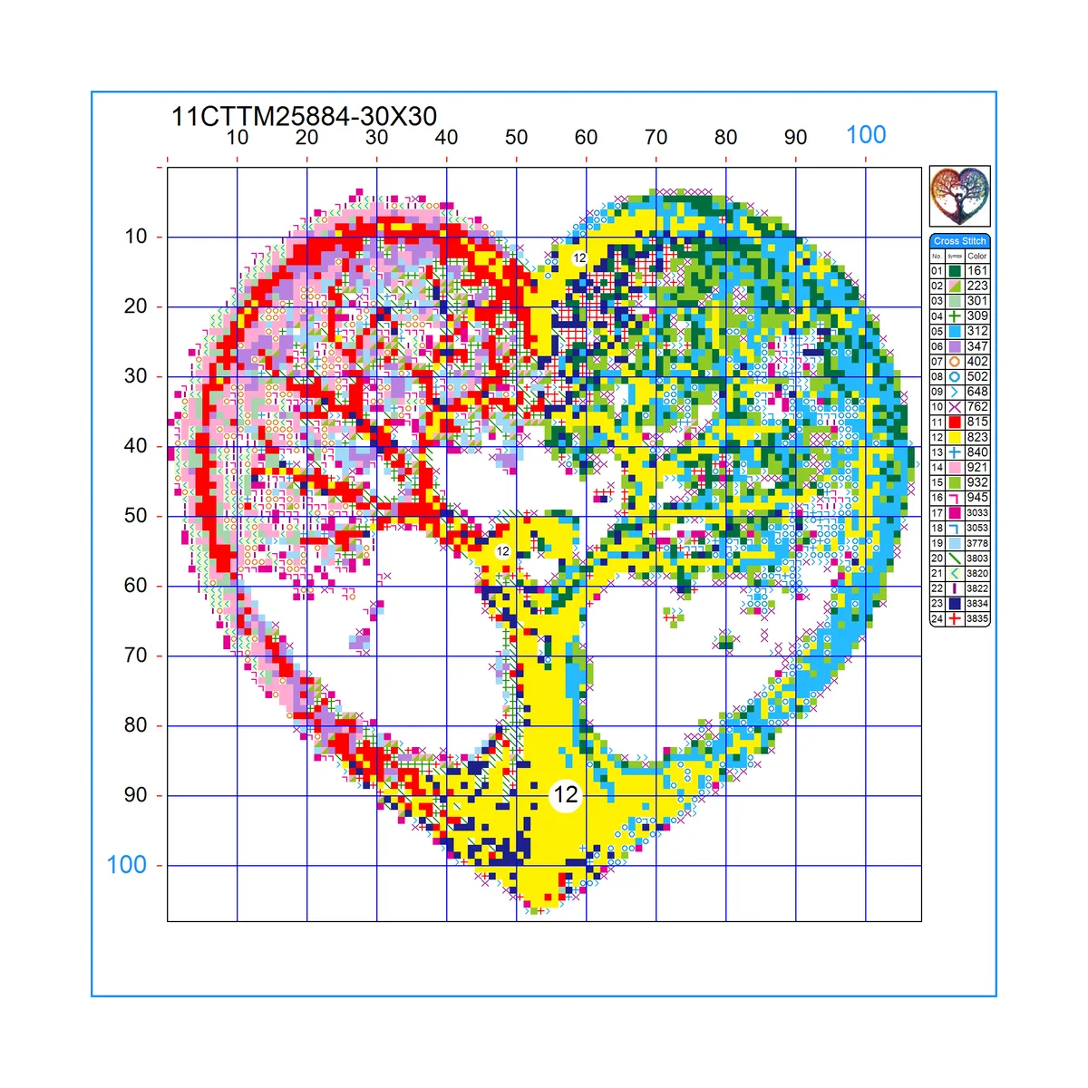 1 Stück 30x30 cm/11,8 Zoll, 11CT/14CT Kreuzstich-Set, DIY Valentinstagsgeschenk, Stickerei-Set für Feste, Porträts – Detail 2