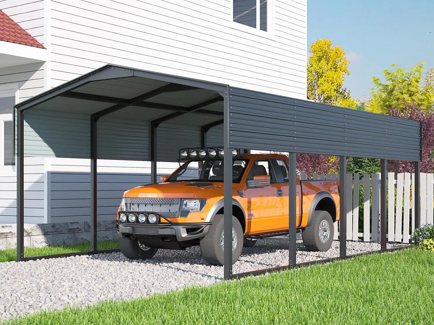 12x20FT Metal Carport,Heavy Duty Car Port with Reinforced All-Metal Frame,Galvanized Steel Outdoor Garage for Snow