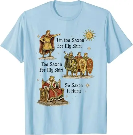 Zu sächsisch für mein Hemd – Lustiges T-Shirt mit mittelalterlichem Humor, Y2k, angelsächsisches Vintage-Grafik-T-Shirt, weiche Baumwolle, kurzärmelig. – Detail 17