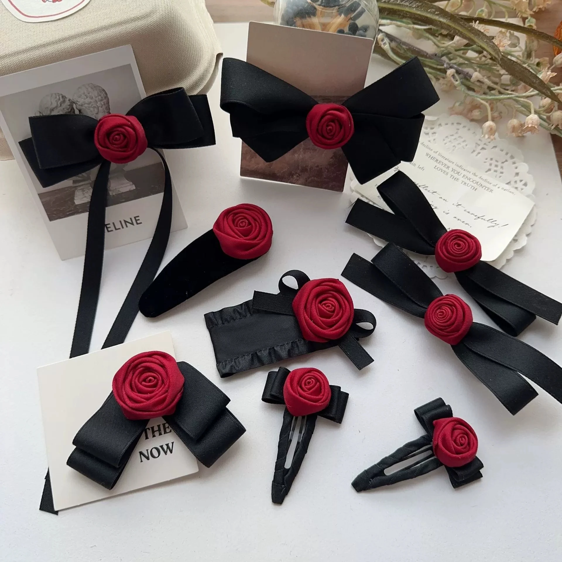 

Заколка для волос ручной работы с цветком розы для женщин и девочек, аксессуары для волос, атласные заколки с бантом, детский головной убор, заколки для волос, детский зажим