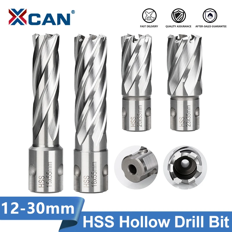 XCAN HSS Drill Bit Metal Hole Cutter 12mm-30mm Diameter Hollow Drill Bit for Magnetic Drill Metal Core Drilling Tools