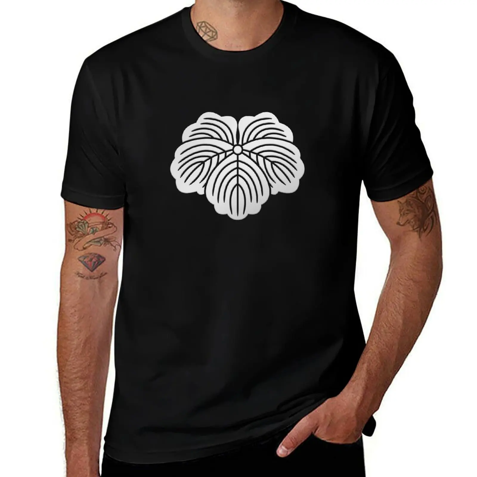 Silver Tsuta Kamon T-Shirt Regular Fit Plain Tee Shirt T-Shirt