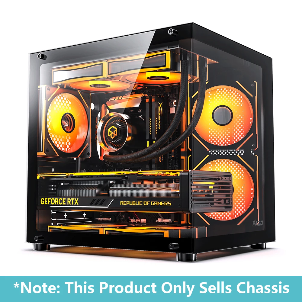 To PADO YL Pc Case Sea view Room M-ATX Desktop Computer Main Chassis Without A-pillar Double-Sided Tempered Glass PC gamer