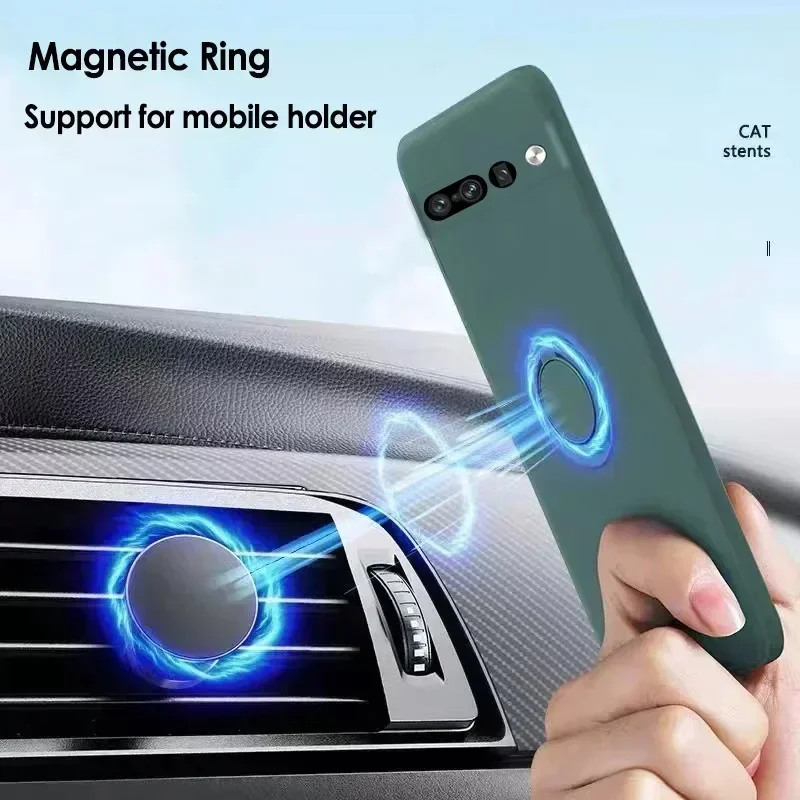 Original Flüssigsilikon-Hülle mit drehbarem Ringhalter für Google Pixel 11 Pro XL 10A 9A 8 7 Pro, Handgelenkschlaufe, hautfreundliche Schutzhülle – Detail 5