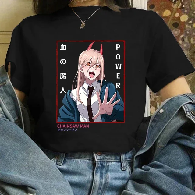 Chainsaw Man Tshirt Women Japanese Anime Pothic T-shirts Graphic Y2k Clothes Funny Cartoon Unisex Short Sleeves T Shirt Tops