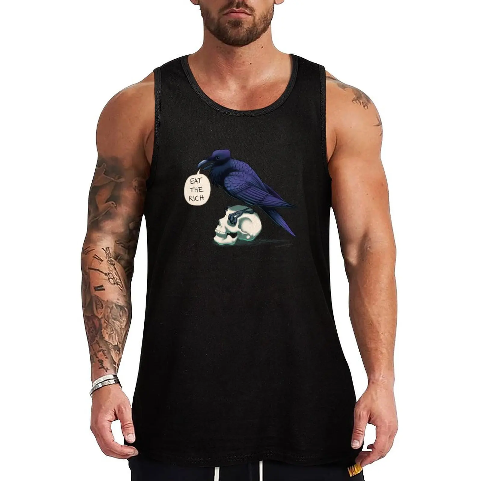 

Raven says Eat the Rich Tank Top Men's gym clothing sports suits Men's gym Men sleeveless tee