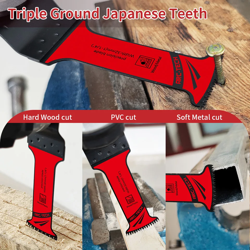 3/10/12PCS Oszillierende Sägeblätter Arc Tech Bimetall und japanische Zähne Multitool-Klingen Präziser Schnitt für Holz, Kunststoff, Nägel, Metall