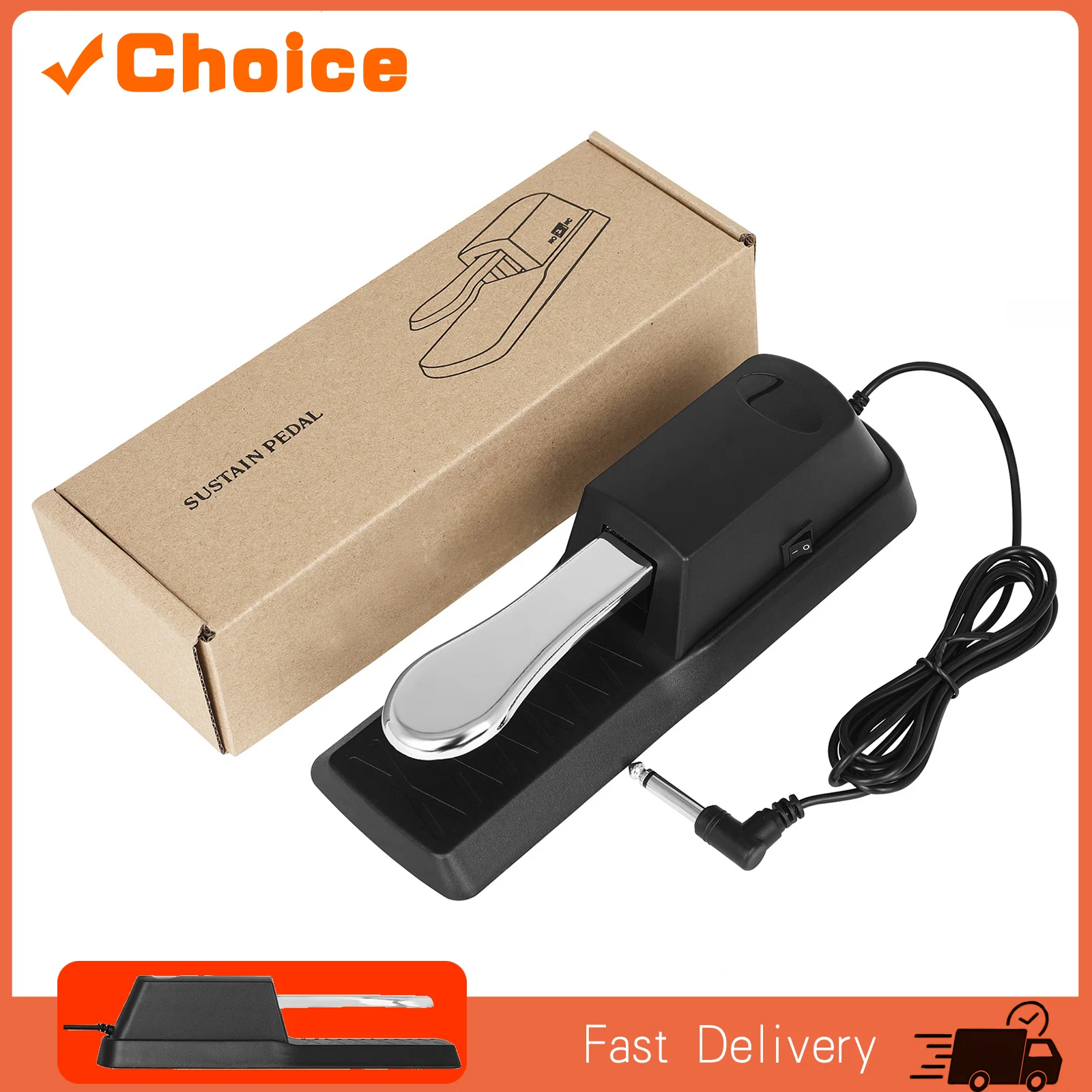 Pedal de Sustain con Interruptor de Polaridad para Teclado MIDI, Sintetizador, Piano Digital, Piano Eléctrico, Batería, Accesorios para Instrumentos Musicales