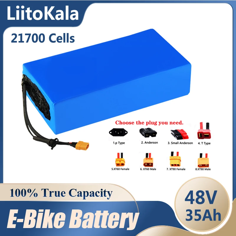 Imagem -02 - Liitokala-bateria de Lítio para Bicicletas Elétricas 48v 35ah 21700 13s7p 48v 35ah 1500w Acessório 30a Bms Motor