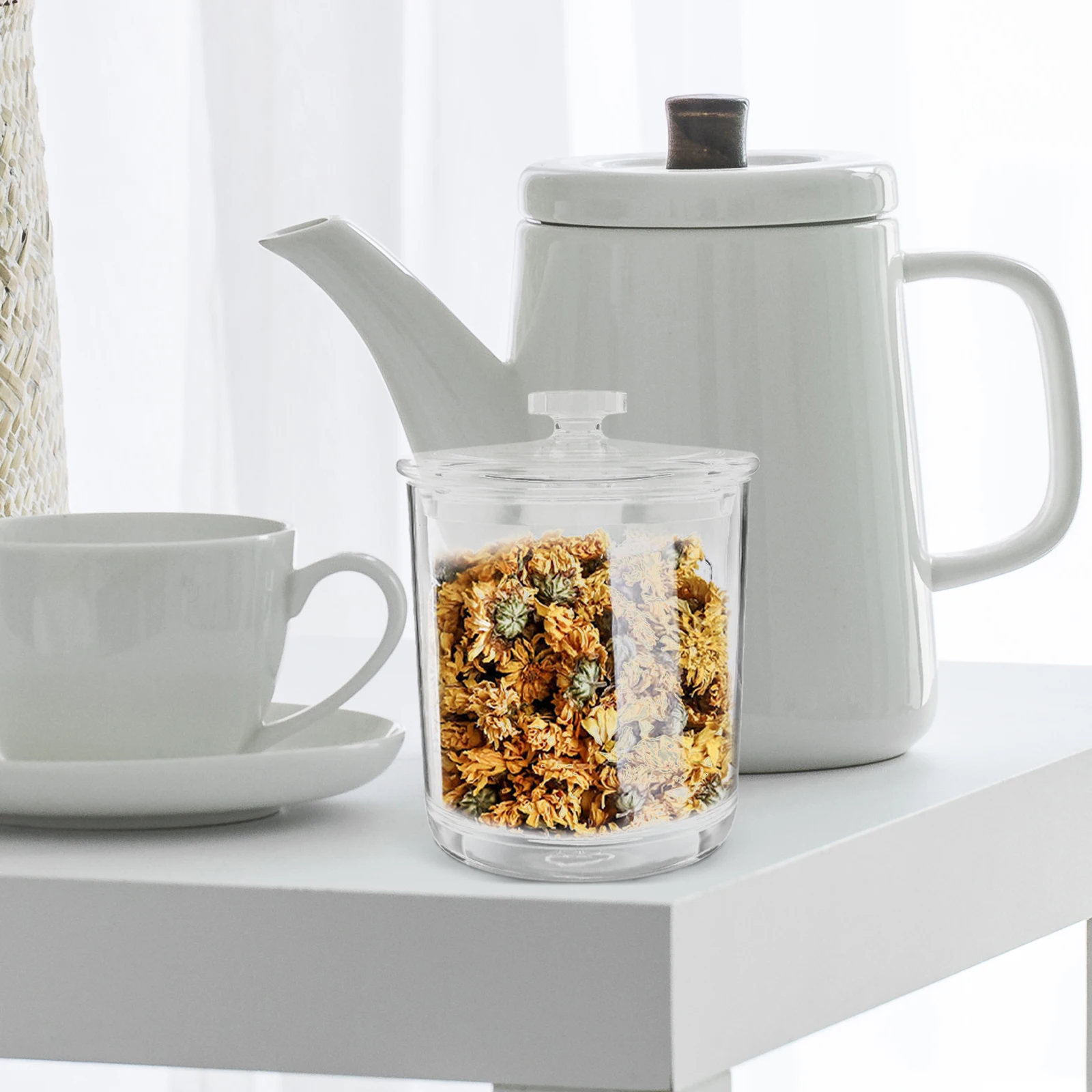 

Multipurpose Storage Jar Clear Container Loose Tea Holder Airtight Coffee Canister Transparent Food