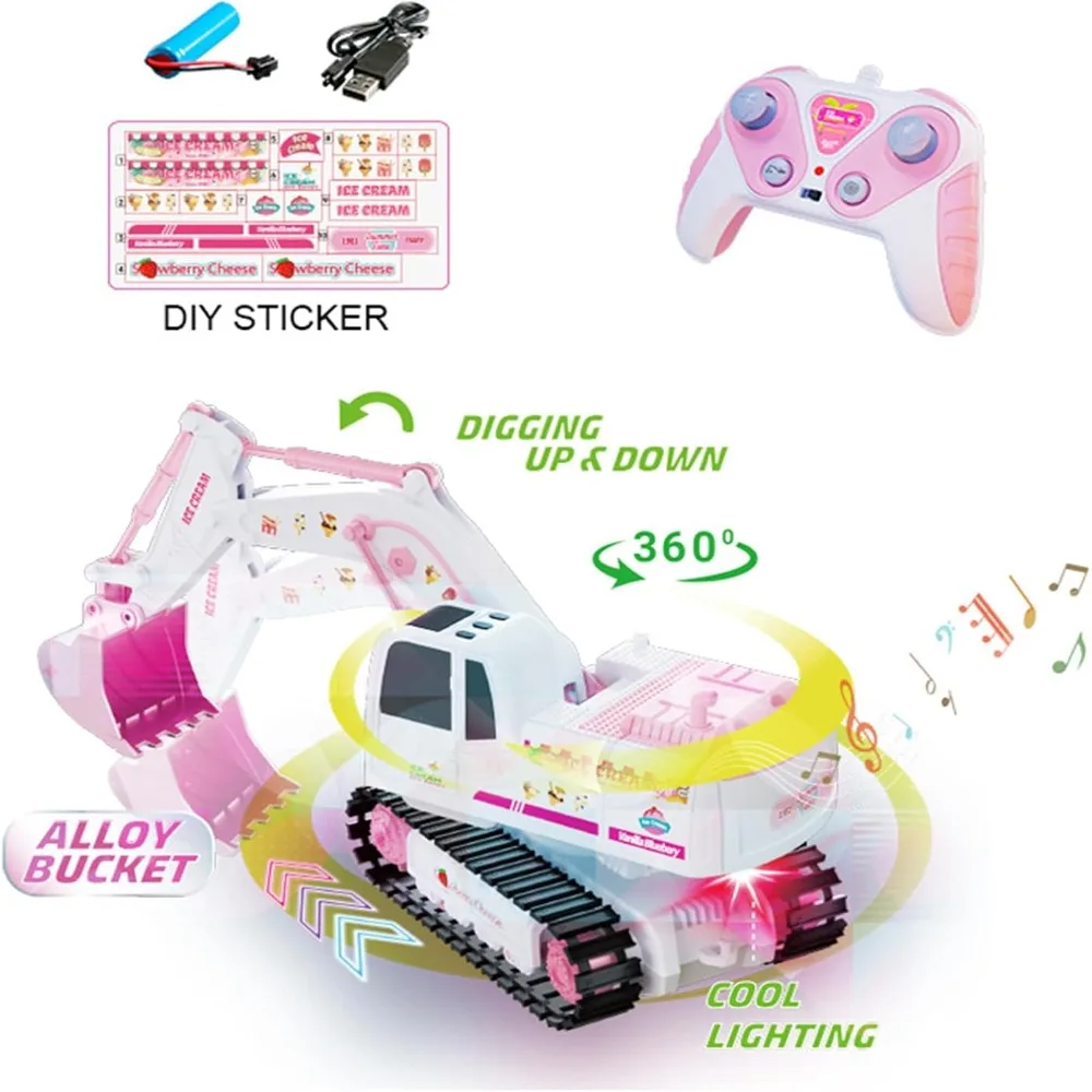 Practical Alloy, ABS RC Excavator 1:24 Scale 1/2 Batteries Construction Vehicle Remote Control Excavator Indoor