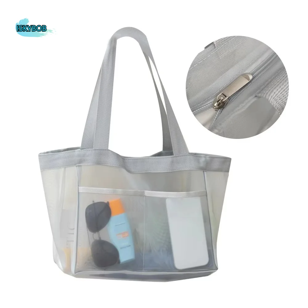 

Casual Large Capacity Mesh Beach Bag Breathable Folding Travel Net Handbag Drainage Quick Dry Mesh Clothing Pocket Grocery