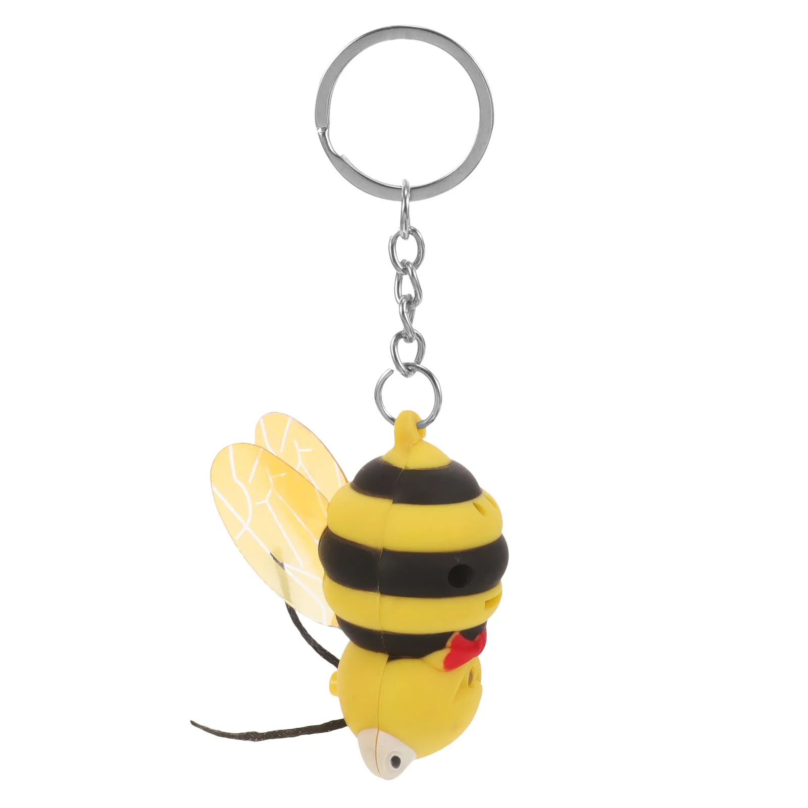 

Bee Shaped Keychain Yellow Black ABS Material LED Light Sound Effect Press Button Activated Cute Innovative Gift for Kids Teens