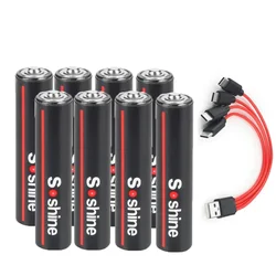 Soshine 1.5V AAA Lithium Batteries 1100mWh USB li-ion Rechargeable Battery 1000 Times Cycle for Wireless Mouse Remote Control