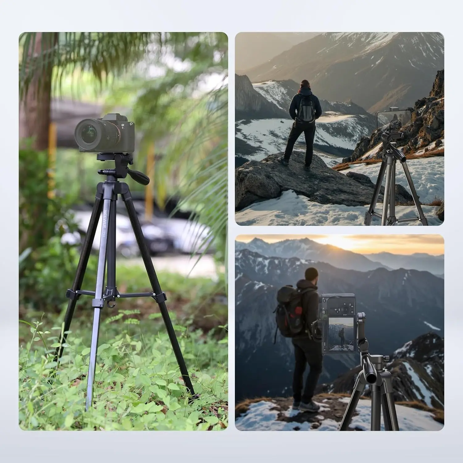 NEEWER Einstiegsversion, Stativ für Handy und Kamera, Metall, leicht, tragbar, Reiseständer für Videoaufzeichnung, Filmen – Detail 7