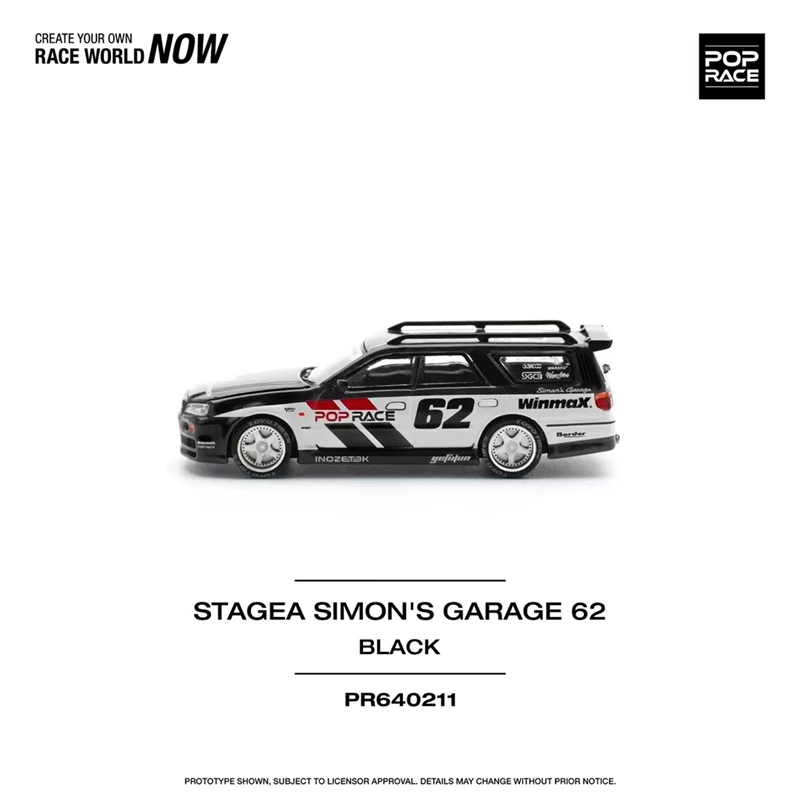 PreSale POP Race 1:64 Stagea WC34 260RS Simons Garage Openable Hood Diecast Diorama Car Model Toy