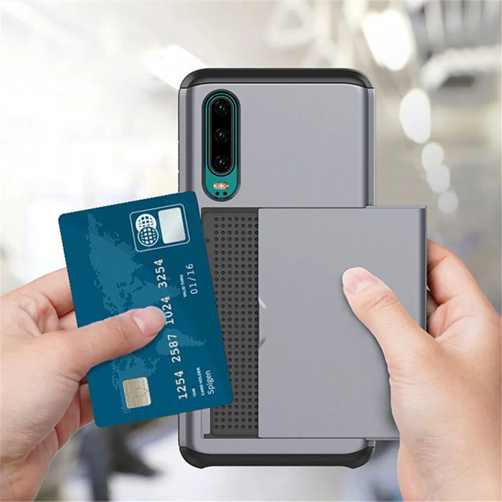 For Huawei P30 Pro P30 Case Business Slide Armor Wallet Card Slots Holder Cover for For Huawei P30 P30Pro For P30pro