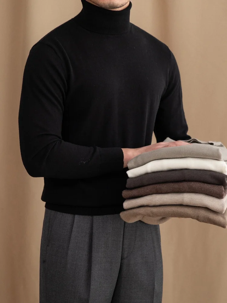 

Мистер. Мужской шерстяной свитер Deer Three в британском стиле, с высоким воротом, приталенный, универсальный, теплый базовый слой, вязаная рубашка, модный тренд