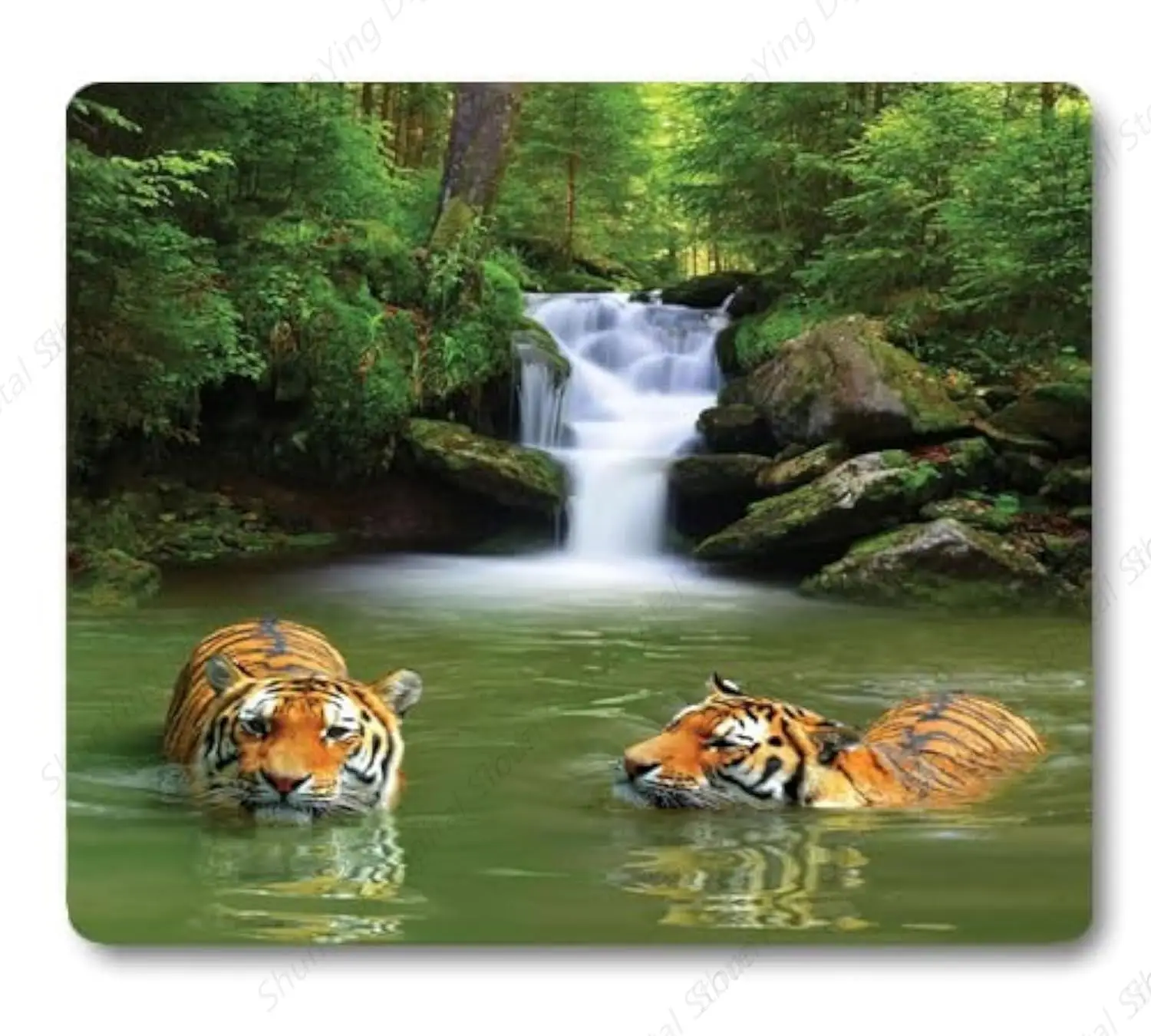 

Mouse Pad Fun Siberian Tiger Swimming In Water Waterfall Pool Forest Suitable For Gaming Office Laptops 25*30cm