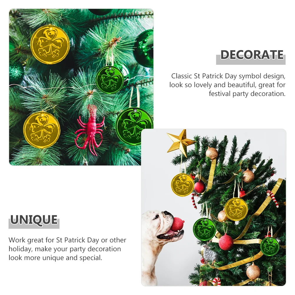 

30Pcs Clover Pendant Hanging Decor St Patrick Day Party Supplies Premium Plastic Holiday Ornament for Festival Christmas Theme