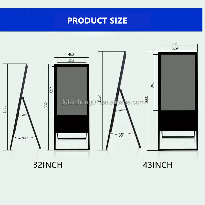 للمطاعم ومركز التسوق رفيع للغاية 49/55 بوصة شاشة لمس عمودية حامل عرض أرضي ملصق محمول قابل للطي