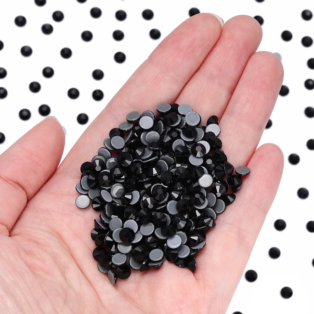 SS3-SS50 Hotfix Glass Flatback Rhinestone Black Glitter Stones Rhinestones for DIY Craft Sewing Wedding Accessories