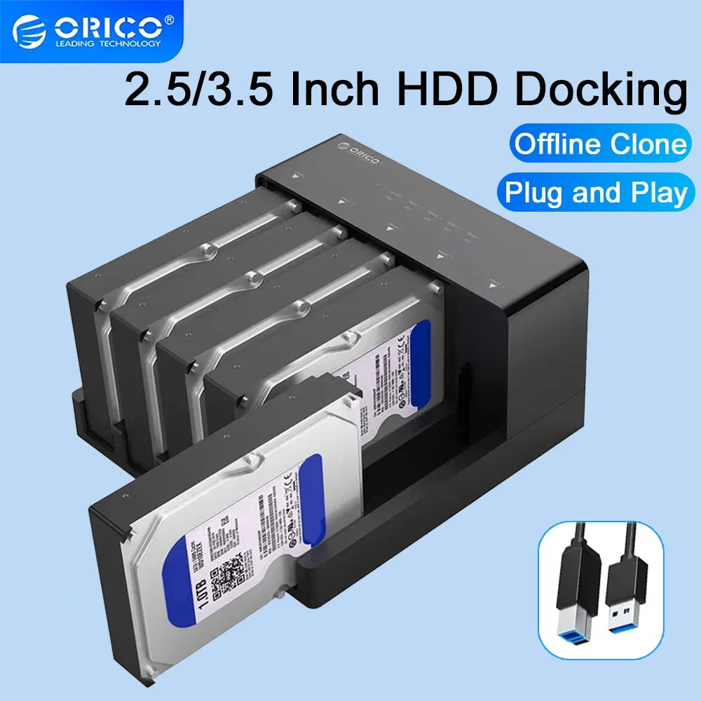 ORICO 5 Bay HDD Docking Station for 2.5/3.5 Inch HDD/SSD SATA to USB 3.0 Hard Drive Enclosure Case Adapter with Offline Clone