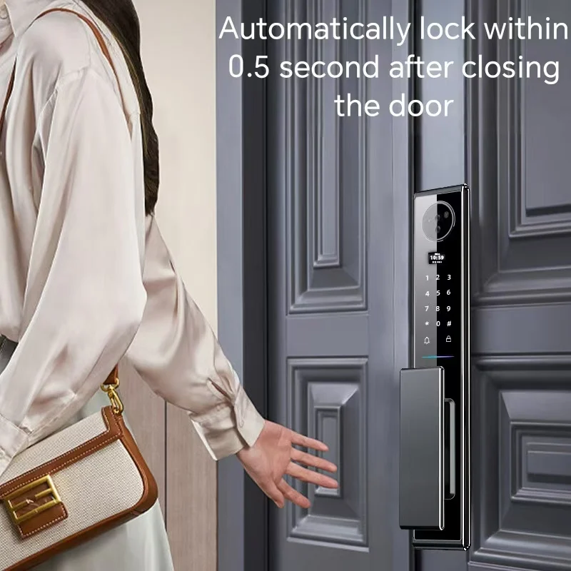July008 JZ2 Pro Palm Vein Tuya Wifi 3D Face Recognition Fingerprint Full-Automatical Smart Home Security Lock Touch Screen Door