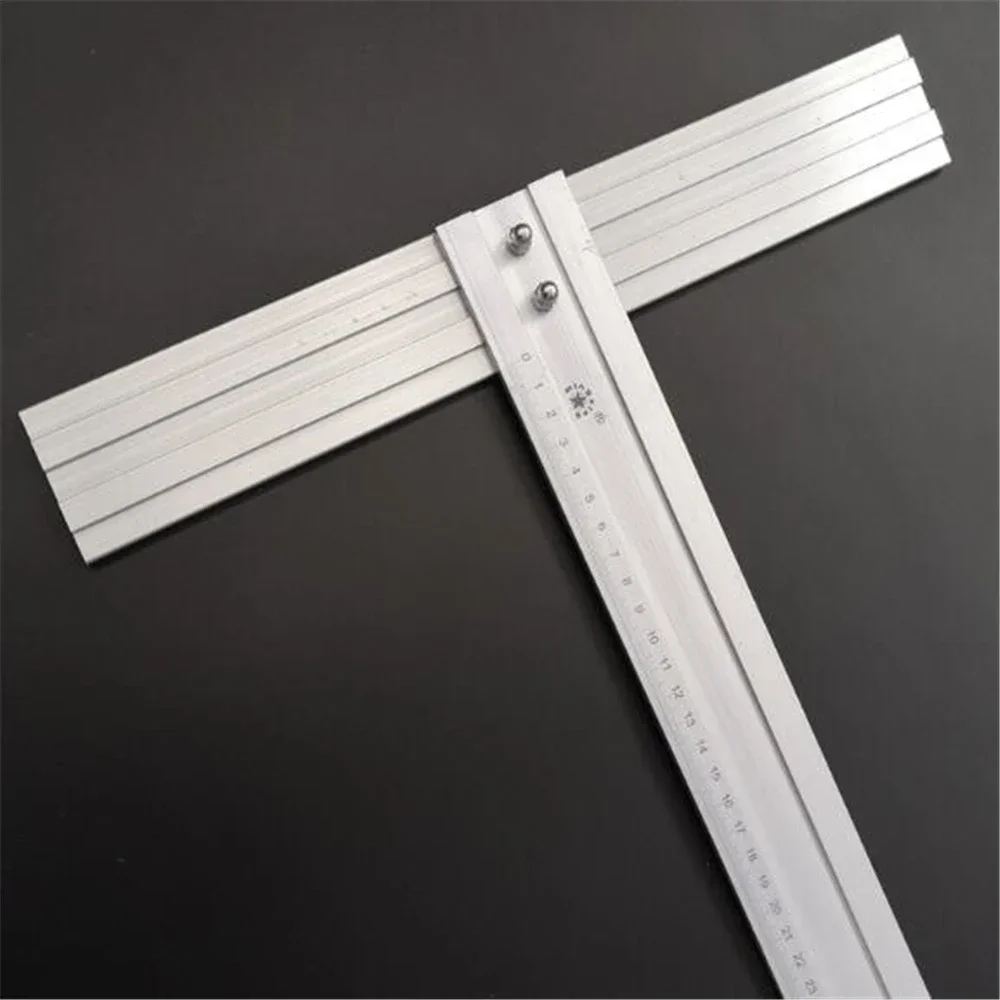 1pcs for Aluminum Alloy T-Shaped Ruler Non-Slip T-Shaped Glass Ruler Double Scale Art Protection Spray Drawing Cut T-Shaped