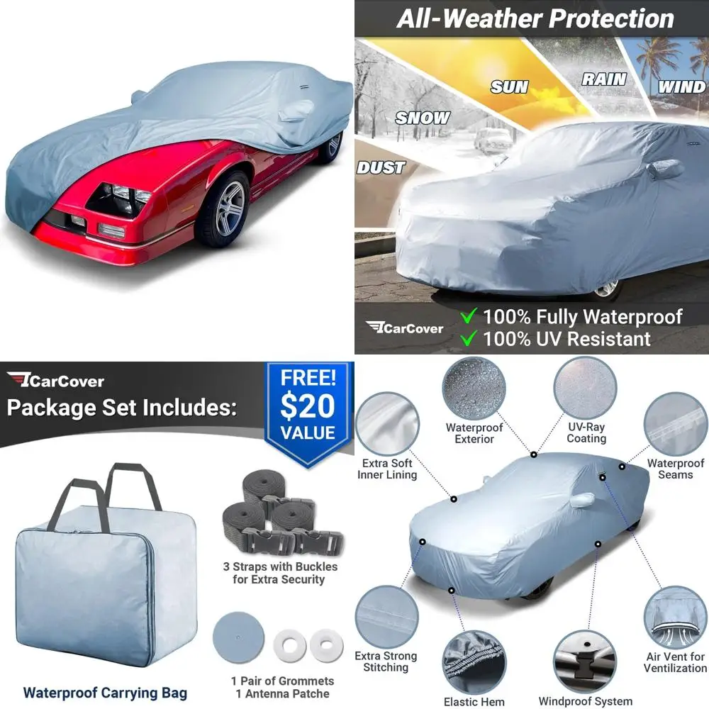 

Heavy-Duty Waterproof All-Weather Car Cover for 1982-1992 Chevy Camaro Z28, IROC-Z, RS, Berlinetta, Sport Models