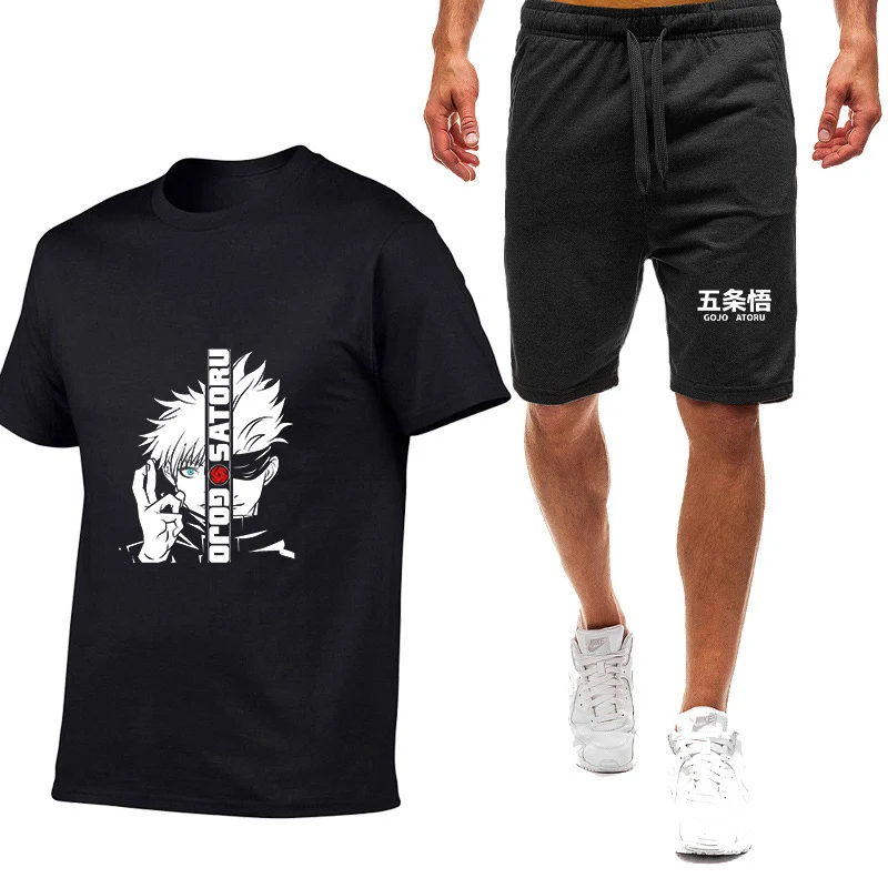 

Anime Jujutsu Kaisen 2025 Men's Summer Nine Color Short-sleeved Set Gojo Satoru Trendy Casual T-shirt + Shorts Suit