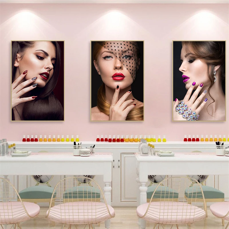 

Beauty Salon Spa Nail and Eyelash Plastic Skin Management Posters Canvas Wall Art Pictures Home Decor Paintings Room Decorations