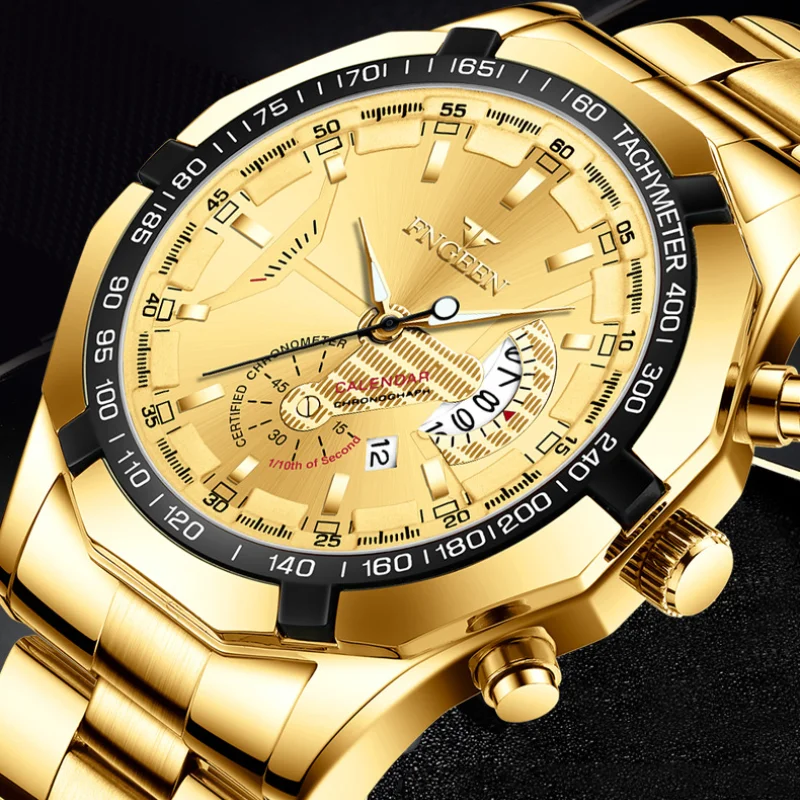 

Men's Watch Waterproof Quartz Large Dial Watch Analog Calendar Creative New Technology Brand Luxury Gold Watch Relogio Masculino