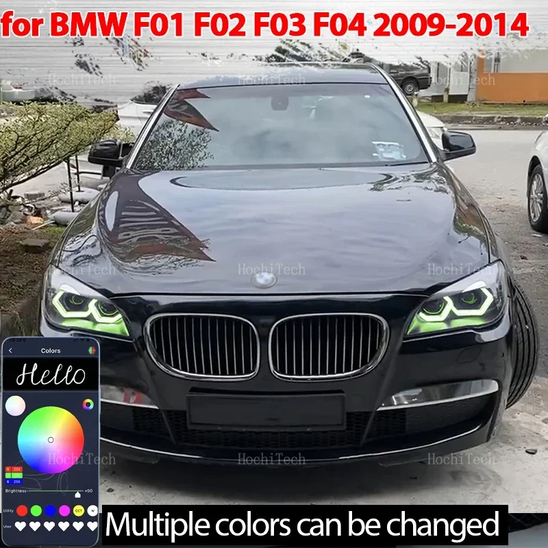 

RGB многоцветные световые кольца в стиле M4, управление через приложение DRL, светодиодный комплект «ангельские глазки» для BMW 7 серии F01 F02 F03 F04 2009-2015, модернизация